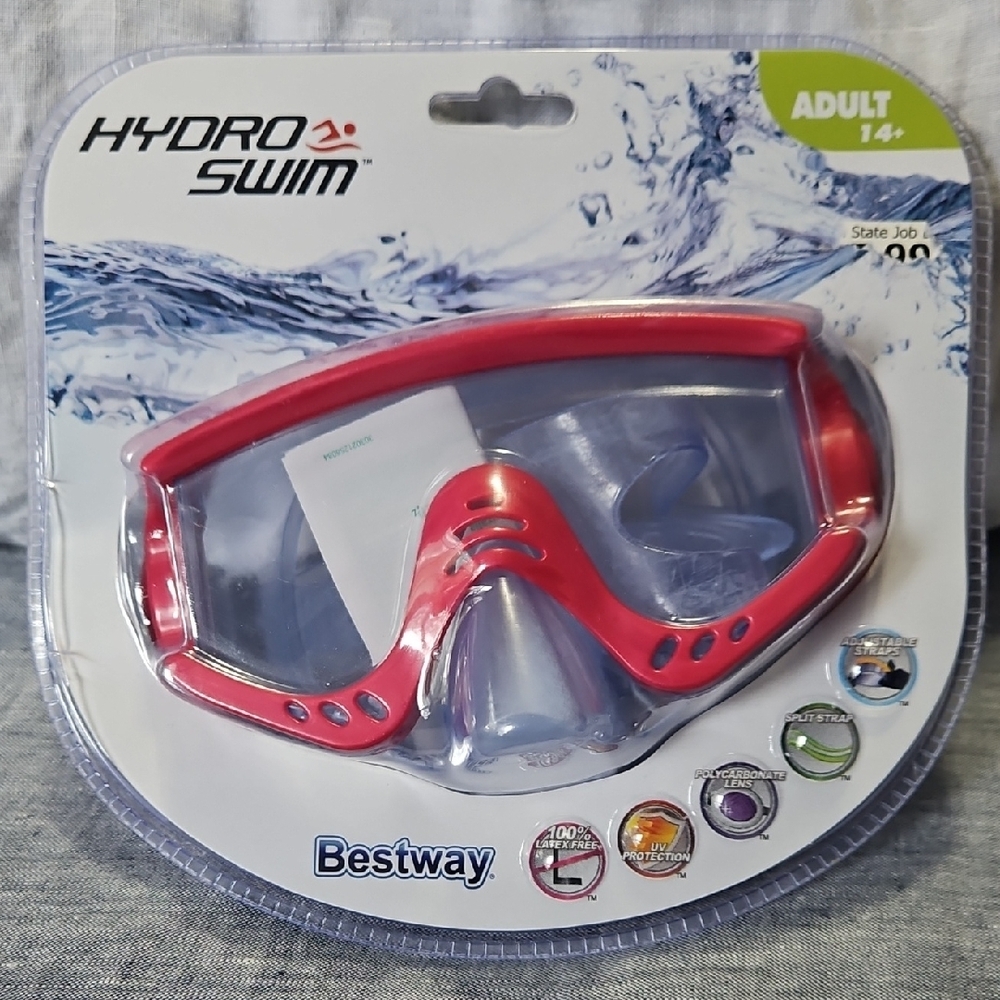 New Bestway Hydro-Swim Red Swim Goggles Mask Adult +14